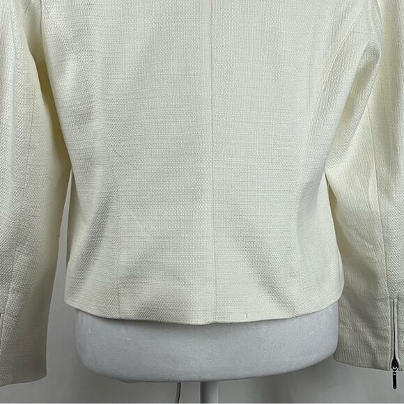 White House Black Market Woven Winter White Short Blazer Jacket NWOT Size 12P - Picture 7 of 15